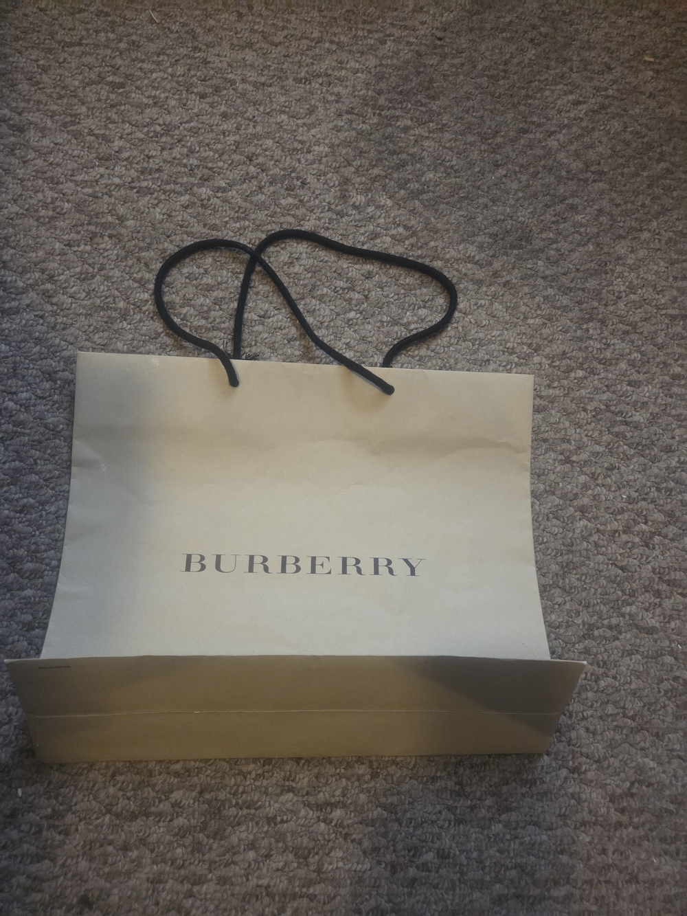 Burberry Beige Shopping Bag with Black Cord Handles